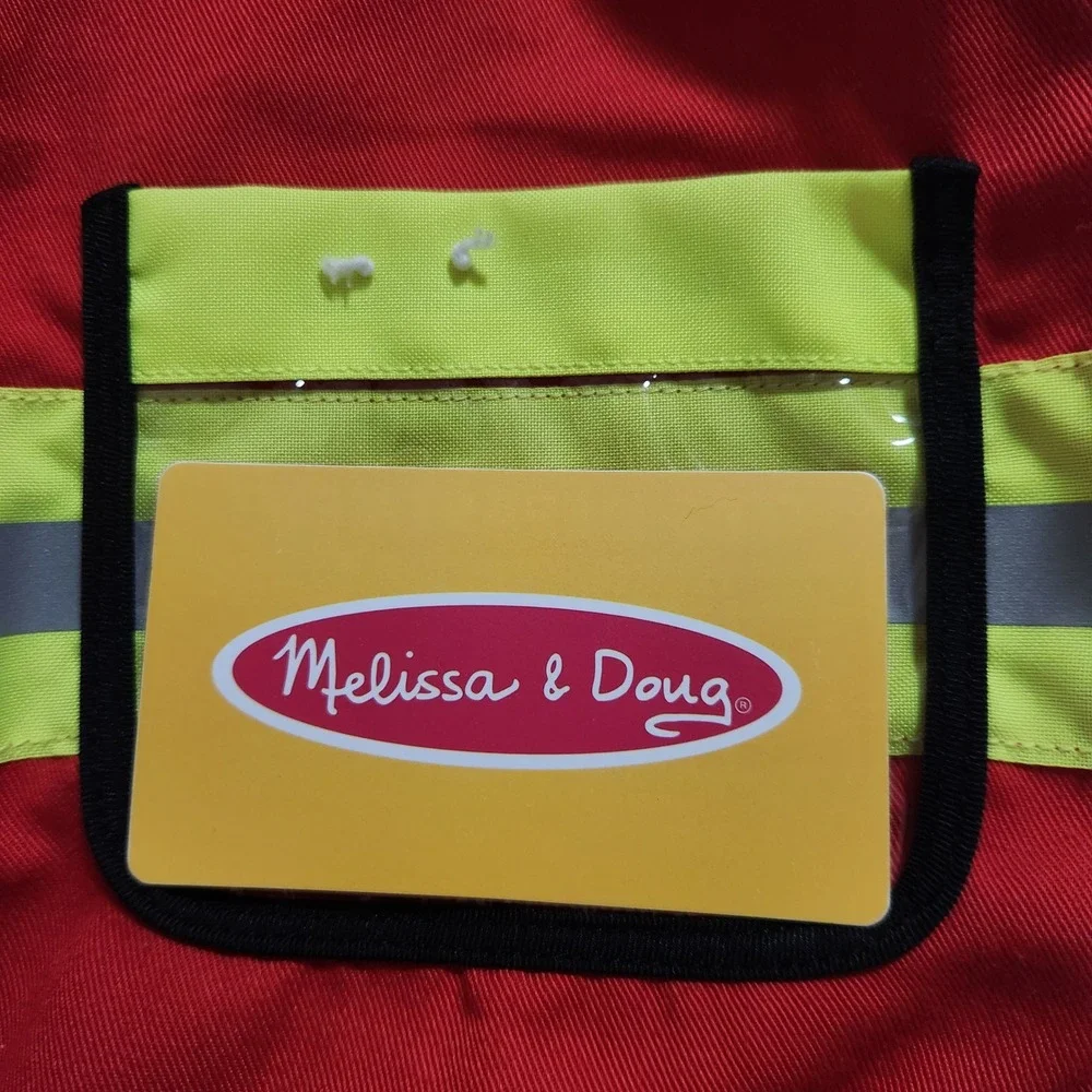 Melissa & Doug Fire Chief Costume Jacket Red Kids Ages 3-6 Reflective 4834